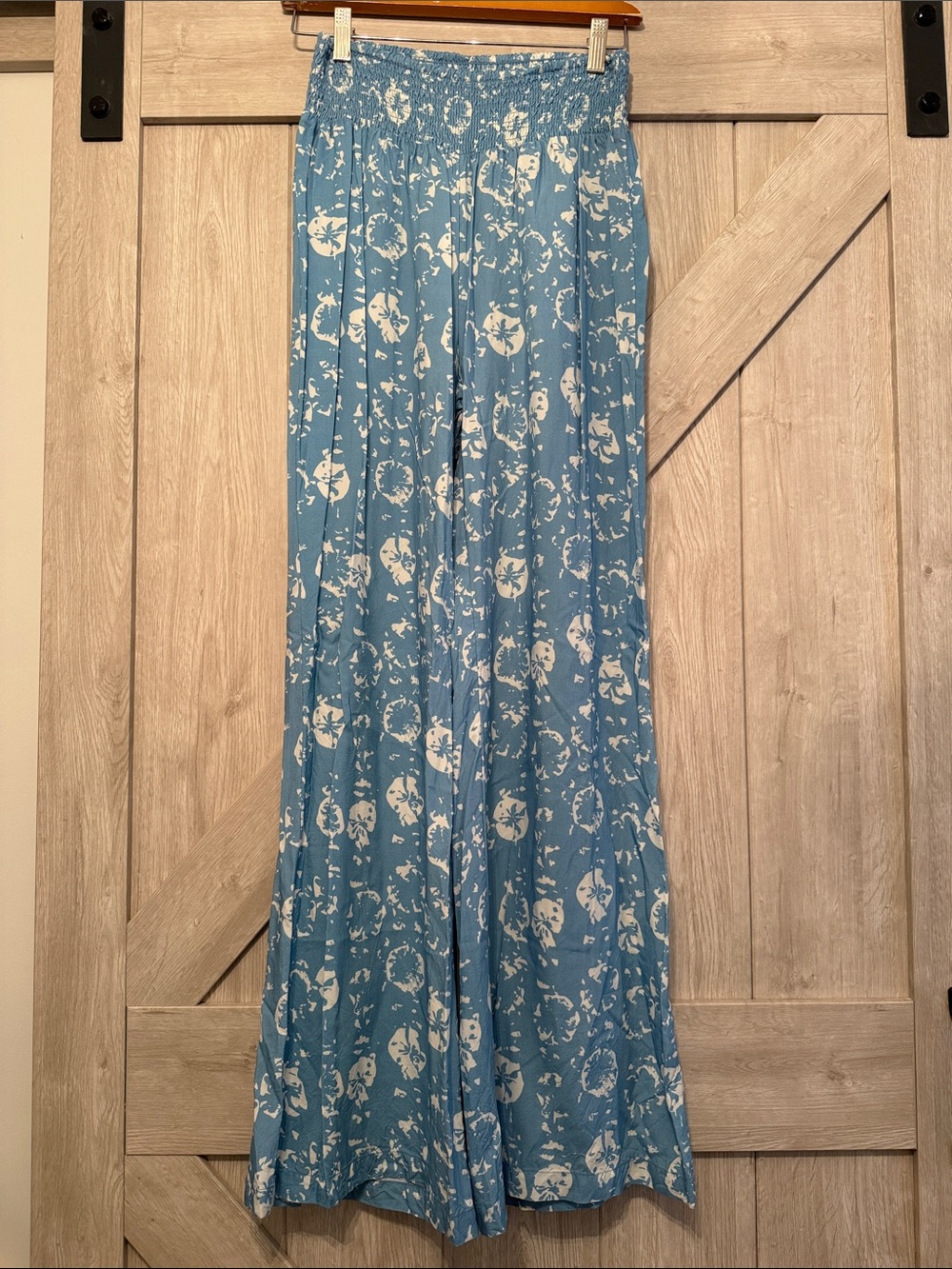 Hermoza x Julia Berolzheimer collaboration Blue Floral Wide-Leg Pants